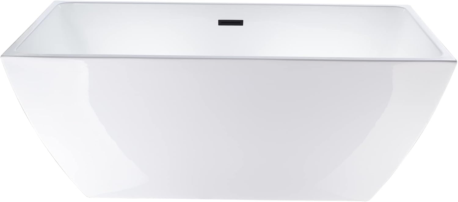 Vanity Art 67" X 32" Acrylic Freestanding Bathtub | Home Improvement Bathtubs with Contemporary Design for Soaking and Bathing, Overflow and Pop-up Drain with UPC Certified, VA6821-MB-L