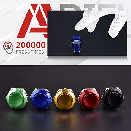 Apiele (Pack Of 2) 19Mm Momentary Push Button Switch 5A Aluminium Alloy Shell 12V 24V 36 Dc 110V 250V Ac 5A 1No Spst Screw Terminal Apiele (Blue Shell) #TOP3