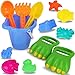 Liberty Imports Dinosaur Sand Digger Scoop Claw Beach Toy Set | 13 Piece with Bucket, Shovels, Rakes, Molds (Assorted Colors)