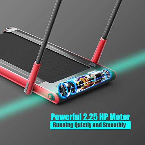 Image of GYMAX Walking Pad, 2 in 1 Free Installation Under Desk Treadmill with Smart App, Remote Control & LED Display, 2.25HP Foldable Portable Compact Running Machine for Small Spaces Home Office