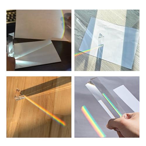 2 Stück Kristallglas-Dreiecksprisma, 25 x 25 mm Prisma, Regenbogenspektrum-Experimentglas, K9-Kristall-Dreiecksprisma, klare Linse für Lichtspektrumphysik, Regenbogen-Effekt-Foto