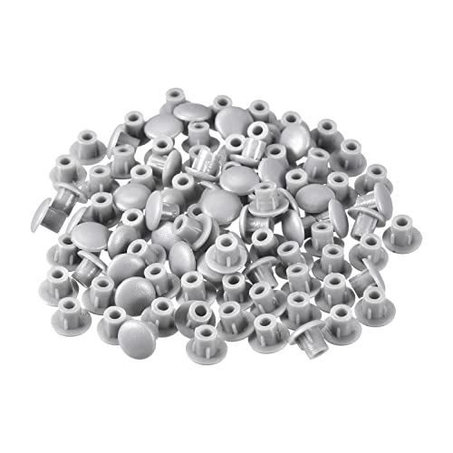 Image of uxcell Screw Hole Plugs, 5mm(3 /16 inch) Dia PP Snap in Shelf Button Flush Type Caps for Furniture Cabinet Cupboard, Gray 96 Pcs