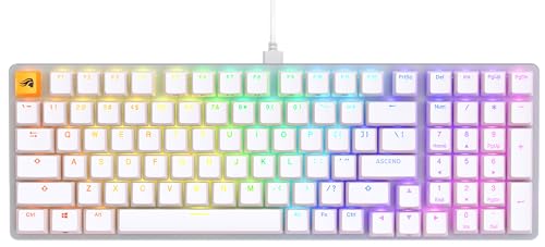 Glorious Gaming GMMK 2 Full Size (96%) - Tastiera da gaming meccanica, struttura in alluminio, personalizzabile, tasti a doppia iniezione, Fox Switches, RGB, layout QWERTY americano - Bianco