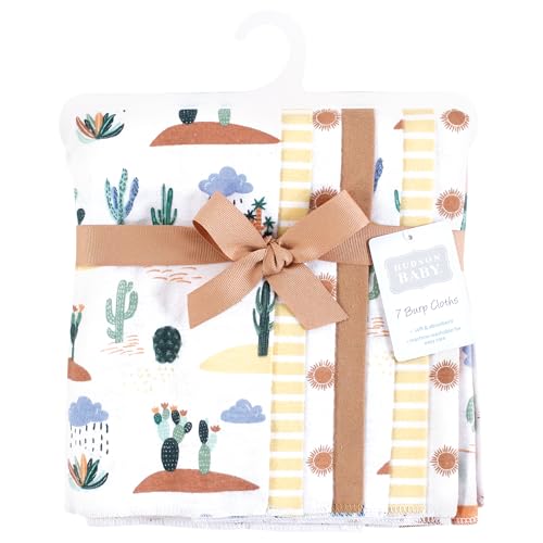 Image of Hudson Baby Unisex Baby Flannel Burp Cloth 7pk, Fun Desert, One Size