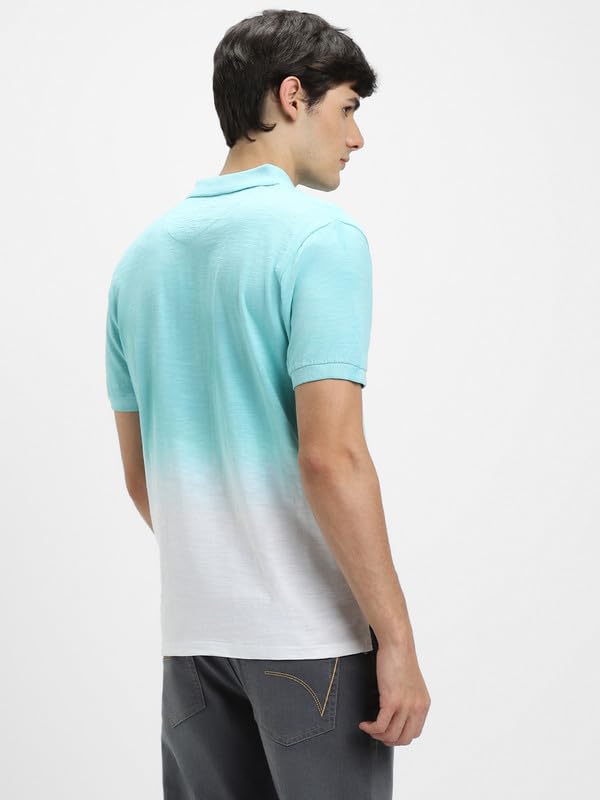 Image of Dennis Lingo Men's Cotton Black Ombre-Dyed Slim Fit Button-Down Short Sleeve Polo Tshirt