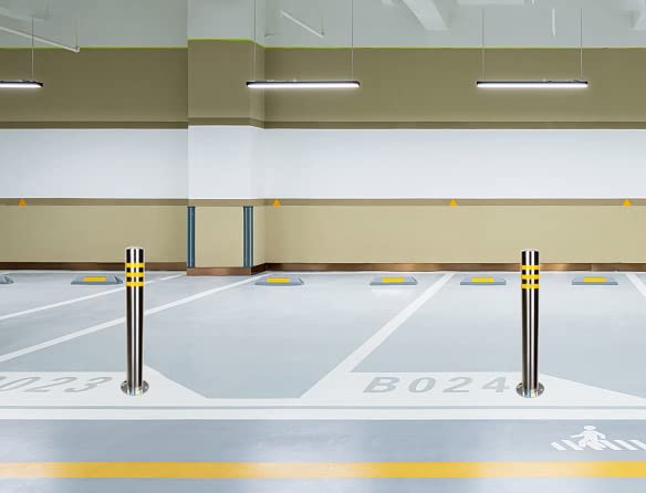 Paletti per vialetti, set di 2 barriere per vialetti con pali distanziatori e bulloni di espansione, barriera per parcheggio in acciaio inossidabile con base per cantieri edili, gestione del