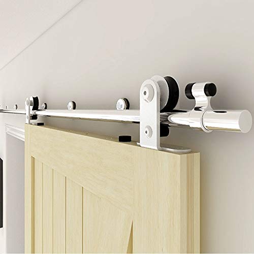 CCJH 10.5FT/320cm Acciaio Inossidabile Binario per Porta Scorrevole Kit Acciaio Inox Accessori per Una Porta Scorrevoli di Legno