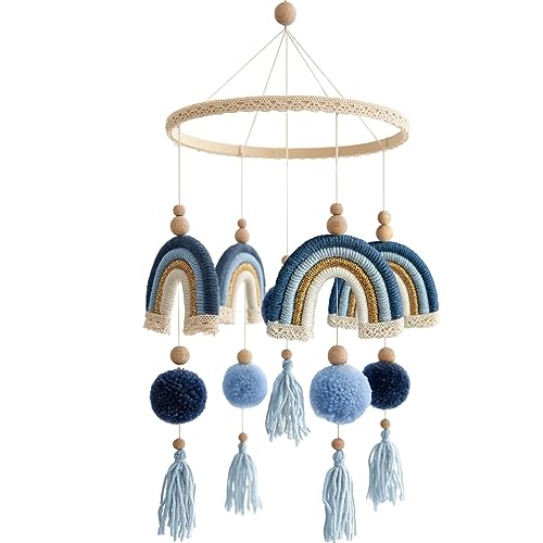 Baby Crib Mobiles Woodland for Newborn Baby Mobiles, Boho Rainbow Crib Mobile Nursery Decor, Baby Shower Use
