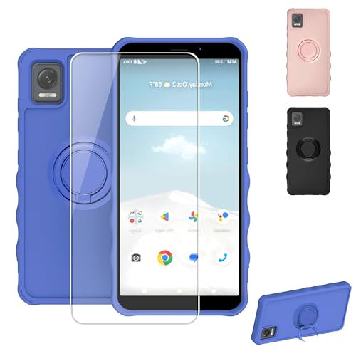 jioeuinly AT&T Vista 6812D Case Compatible with ATT Vista WTATTRW2 Phone Case Cover [with Tempered Glass Screen Protector][ 2MM Thickening Super Protection][Ring Support] Blue