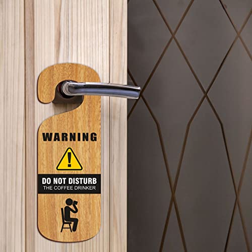 Image of KREEPO Warning Do Not Disturb The Coffee Drinker MDF Door Sign Hanger Size(24cm x 8.5cm) kr46