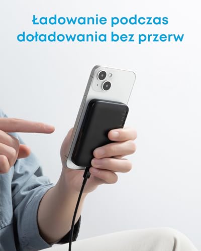 Powerbank firmy anker, bateria magnetyczna 321 (PowerCore Magnetic 5K), bezprzewodowa ładowarka magnetyczna 5000 mAh, kompatybilna z serią iPhone16/16Plus/16Pro/16 Pro Max oraz iPhone15/14/