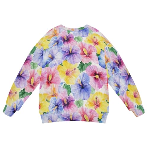 JUNZAN Hibiscus Syriacus Summer Flowers Little Kids Sweatshirts Hoodies Long Sleeve Tops Clothing Shirts Party 4T2