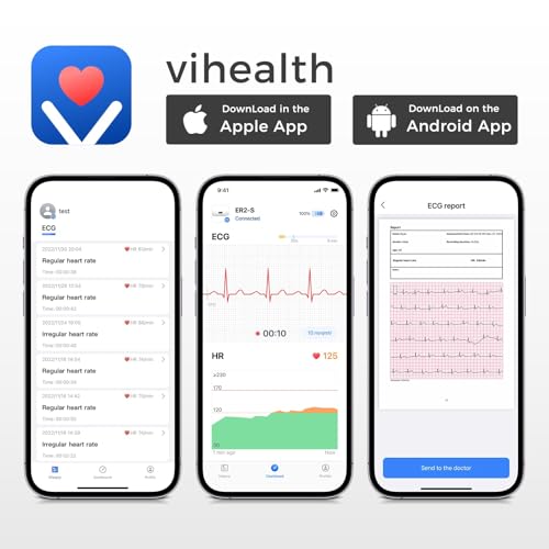 CheckMe ER2-S EKG Gerät für Zuhause & Unterwegs, EKG mit Brustgurt, 30s bis 15Min Messung, Echtzeit-APP, Unbegrenzter Speicher, 0.96 OLED, für iOS Android