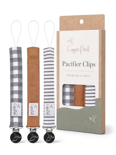 Image of Copper Pearl 3-Pack Pacifier Holders: Premium Knit Binky Clips for Baby Girls and Boys - Stylish Stainless Steel Design for Secure No-Drop Attachment - Scotland