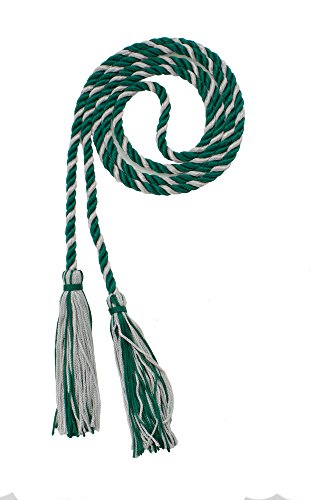 Image of Graduation Honor Cord - DK Green /Gray - Every School Color Available - Made in USA
