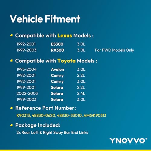 Ynovvo 2 Pcs K90313 Rear Sway Bar Stabilizer End Link Left & Right Side Fits For Toyota 1995-2004 Avalon, 1992-2001 Camry, 1999-2003 Solara, For Lexus 1992-2001 ES300, 1999-2003 RX300 FWD by Ynovvo - Image 2