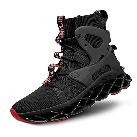 Hello MrLin Men's Running Shoes Slip On Athletic Blade Sock Sneakers Hip Hop Tennis Fashion Black Cover