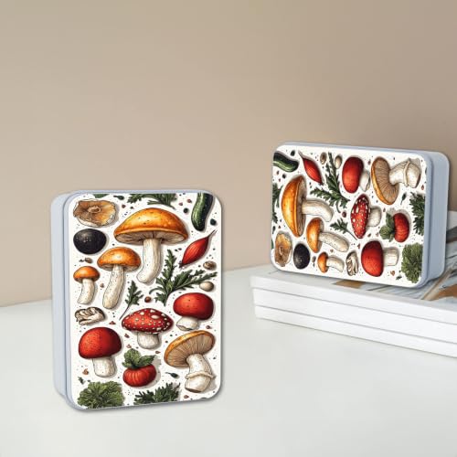 Image of Metal Tin Box with Lid, Mushroom Vegetable Print