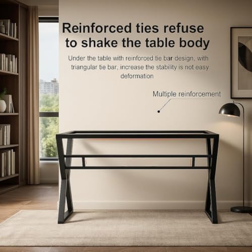 Image of TEKAVO Jimmy Study Table for Home & Office | Computer Table for Home pc | Wooden Gaming Workstation Desk with Heavy Duty Metal | 150 cm Table | Forest Wood, Metal | DIY