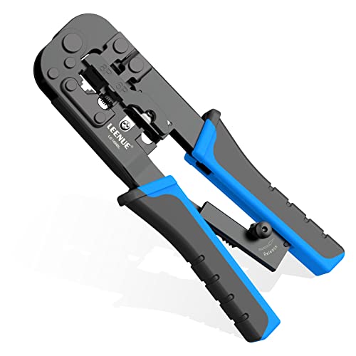 RJ45 Crimp Tool, Ethernet Crimping Tools, RJ45 RJ11/RJ12 RJ22 Crimper, Cable Cutter Stripper for Network Telephone Modular Connector