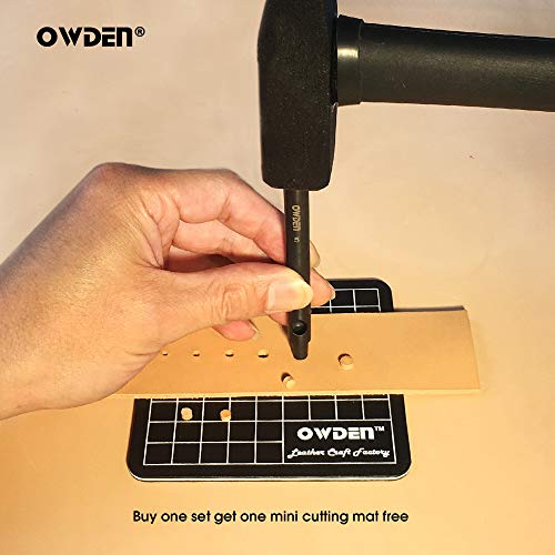 Owden Professional 6Pcs. Leather Hollow Punch Set. Size: 1.0-5.0Mm For Leather Belt, Watch Band And Leather Strap Gasket. With A Free Mini Cutting Mat. #TOP4