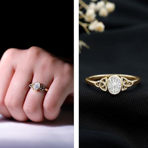 Certified Lab Grown Diamond 5X7mm Oval Engagement Ring, Ef-Vs Quality, Bezel Set Diamond Celtic Ring - Ready To Gift2