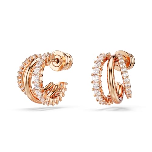 Swarovski Hyperbola Hoop Earrings, Mixed Cuts, Mini, Clear, Rose Gold-Tone Finished3