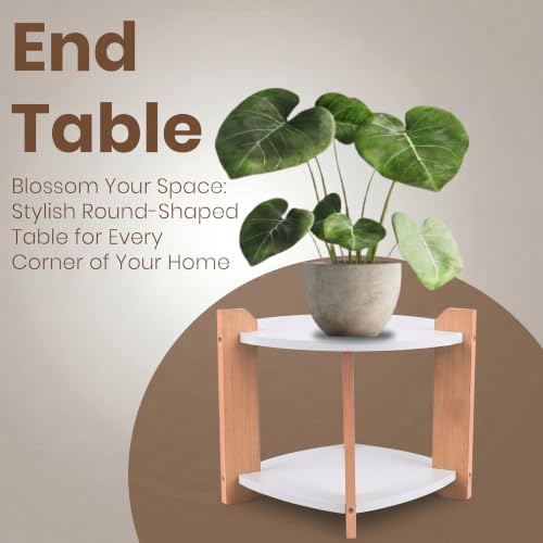 Image of Modern Square Side Table, Home Decor for Living Room, Bed Side Tables for Bed Room, stools for Home, Furniture for Home, 2-Tier White Shelves