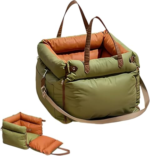 犬 ドライブシート ペット 後部座席 助手席用 車 シート 小中大型犬対応 車内での飛び出し防止 ペットカーシート 通気性 手提げ可能 抜け毛つきにくい 滑り止め 安定設計 速乾 防汚 防水 耐摩 簡単取り付け 全車種 折り畳み可 (緑)