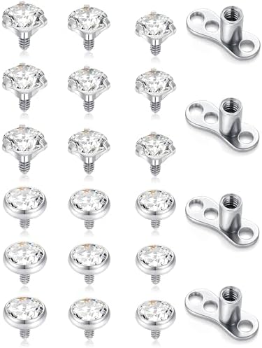 Dermal Anchor Tops and Base 14G Cubic Zirconia Surgical Steel ...