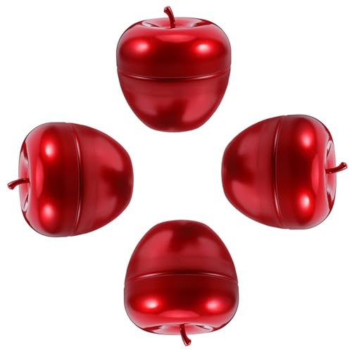 HORIALENCE 4個リンゴ型 属製フタ付き収納缶 ブリキの箱 食品用ジャー キャンディ コーヒー ハニー 砂糖 チョコレート 粉 収納 デコレーションボックス ジュエリーボックス アイテム