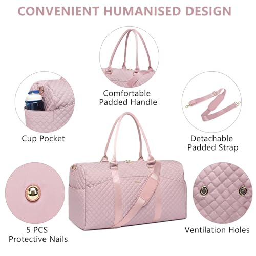 Image of Women Weekender Travel Duffle Bag: Travel Duffel Overnight Bags with Shoe Compartment Large Carry on Tote with Toiletry Bag Weekend Traveling Yoga Gym Hospital Bag for Women with Wet Pocket 3 PCS Set