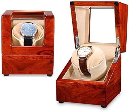 FENOKD Mechanical Watch Shaker Automatic Single Watch Winder Box, Quiet Motor and 4 Mode Rotating, Wooden Watches Storage Display Box