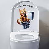 動物 3D トイレステッカー おもしろい 驚いた猫 便座カバー 装飾 防水 便座蓋 デカール 浴室 ウォールステッカー (オレンジキャット ブラック カバー)
