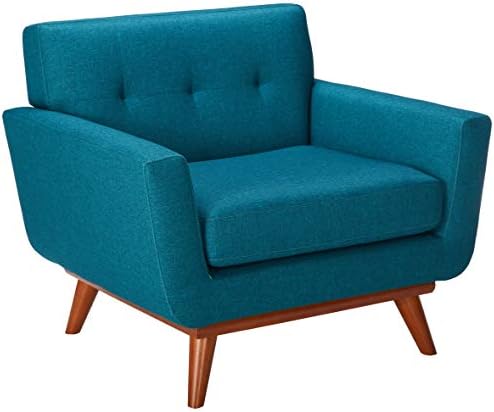 Modway Engage Mid-Century Modern Upholstered Fabric Accent Arm Lounge Chair in Teal, Armchair