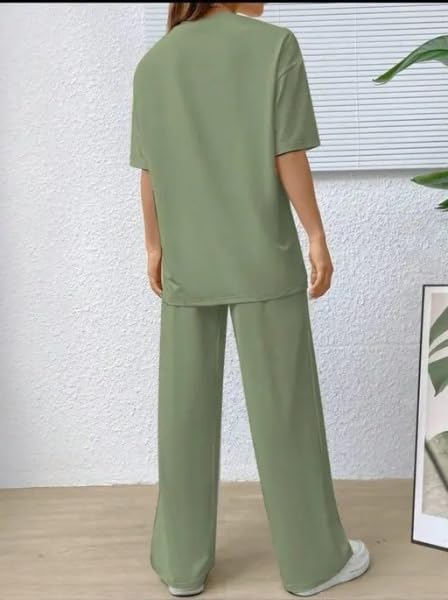 Image of My Swag Women's New York Graphic Loungewear Set, Cotton Short Sleeve T-Shirt and Pants