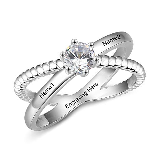 Personalized Promise Rings for Her with Simulated Birthstones Name Rings for Couples Mothers Name Rings for Women (6)