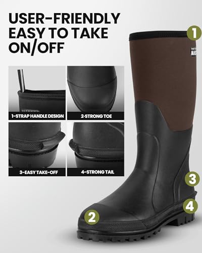 Image of OutdoorMaster Hunting Boots for Men, Waterproof Rubber Neoprene Boots, Anti-slipped Insulated Outdoor Boots