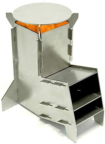 Amazon.com: Coopers Bay Flat Pack Stove - Small Rocket Stove/Mini Twig Stove  for Camping/Backpacking/Hiking - Stainless Steel Folding Rocket Stove  includes Tough Ballistic Nylon Storage Bag : Sports u0026 Outdoors
