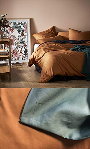 Solid Color Egyptian Cotton Duvet Cover Luxury Bedding Set High Thread Count Long Staple Sateen Weave Silky Soft Breathable Pima Quality Bed Linen (Queen, Copper) #TOP4