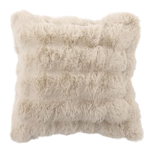 ぼん家具 クッションカバー 45×45 ふわふわ ポコポコ フェイクファー エコファー 両面 ファスナー 洗える 正方形 カバーのみ 北欧 おしゃれ 秋 冬 ベージュのサムネイル