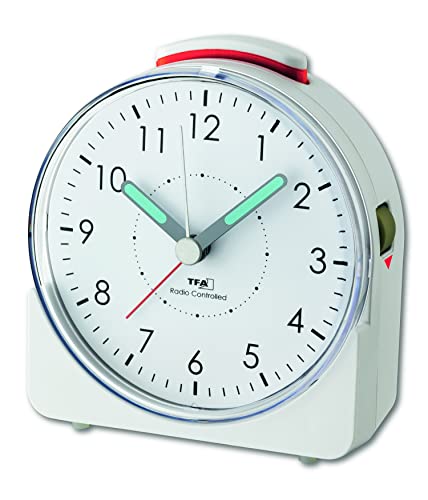 Funkwecker TFA Dostmann mit analoger Anzeige und Snooze-Funktion