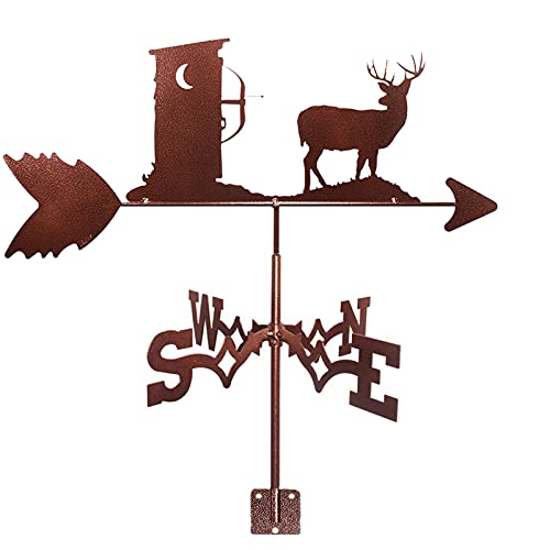 Varaka Hunting Deer Weathervane Cast Iron Weather Vane With Roof Mounted Wind Direction Indicator Wind Vane Garden Metal Decorations For Outdoor Roof Farm Yard #TOP1