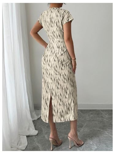 Floerns Women's Elegant V Neck Midi Dress Dolman Sleeve Ruched Formal Prom Dresses3