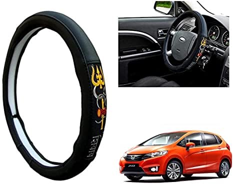 Image of Chromium Om Namah Shivay Car Steering Cover for Honda Jazz Pack of 1