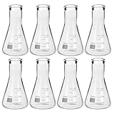 PATIKIL Erlenmeyer Flask, 8Pcs 150ml 5oz Narrow Mouth Graduated Flasks Borosilicate Glass with Printed Graduation for Lab Experiment Chemistry Science Study