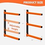 Homydom Heavy Duty Wall Mounted Lumber Storage Rack, 3-Level, 4 Pack Metal Garage Shelving System for Wood, Pipes & Skis, 300 Lbs Capacity Organizer Bracket (Black/Orange) - Image 2