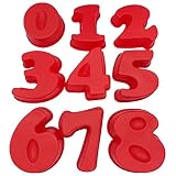 Goldbaking 9 Pieces Middle Size Silicone Number Cake Moulds