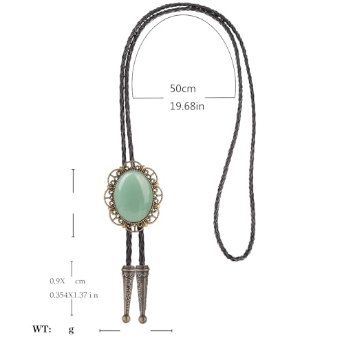 Image of Jeilwiy Bolo Tie for Men Real Stone Westwern Cowboy Ties Silver Bolos Women Leather Necktie Gift for Birthday Christmas