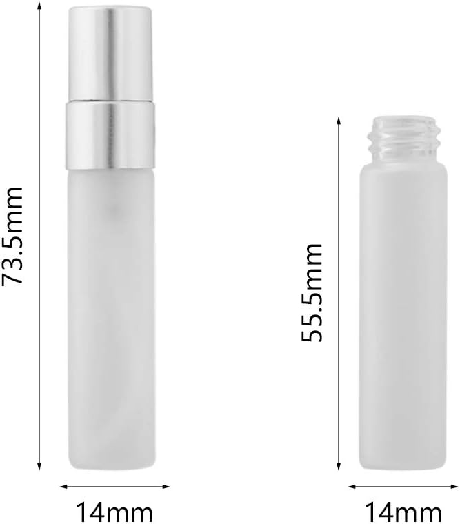 10pcs Fine Mist 5ml Atomizer Clear Frosted Glass Bottle Vial Spray Refillable Liquid Fragrance Perfume Empty Scent Bottle for Travel Makeup Party (Silver) image 2